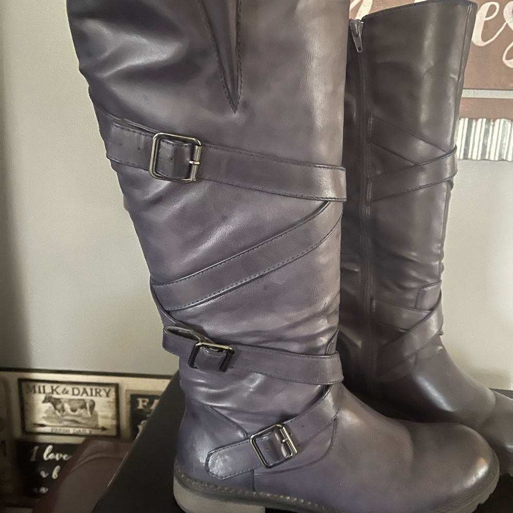 Navy Blue Tall Boots